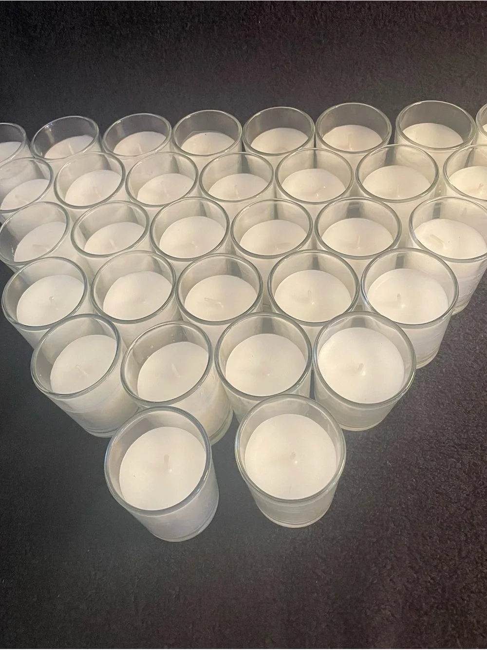 33 White Votive Candles with Clear Glass Holder
